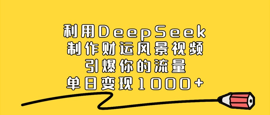 利用DeepSeek制作财运风景视频，引爆流量，单日变现1000+-赋智工坊